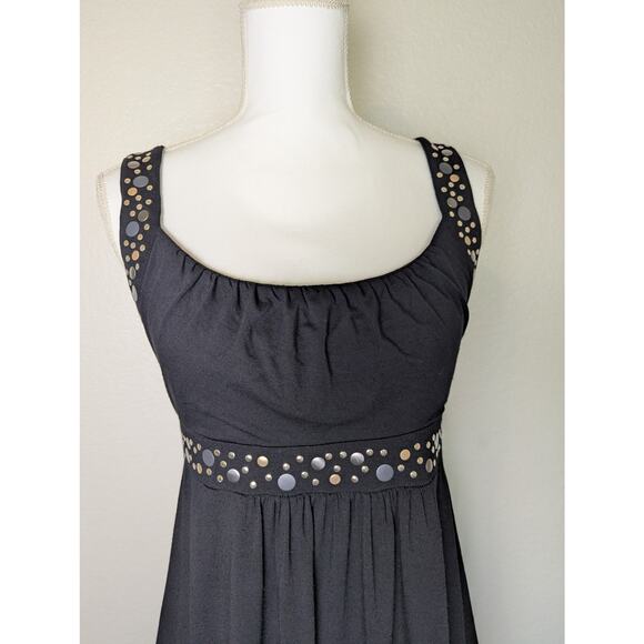 Anthropologie Lucy and Laurel Babydoll Studded Black Mini Dress Women Size M Y2K - Picture 3 of 12